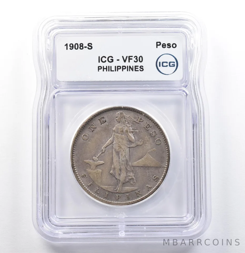 1908 S Philippines Peso VF30 ICG *9927