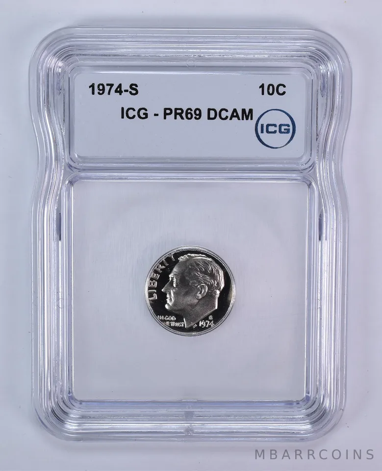 1974-S Roosevelt Dime PR69 DCAM ICG