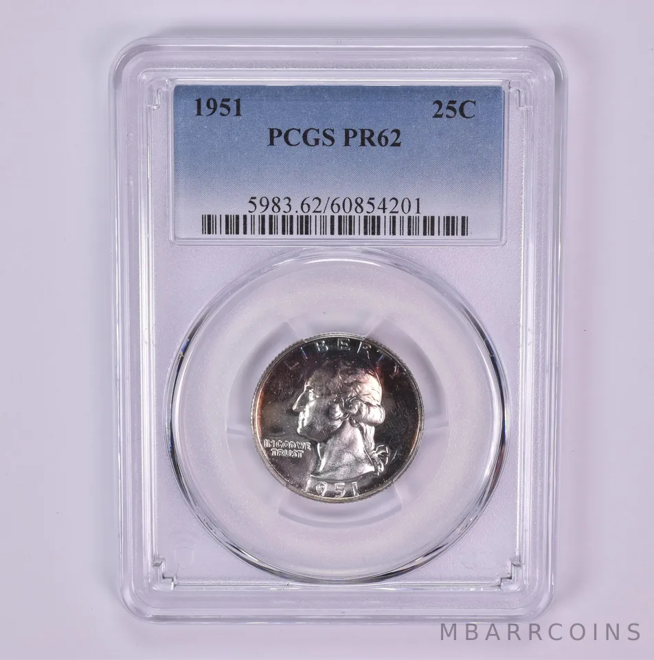 1951 Washington Quarter PR62 PCGS Beautiful Tone *1489