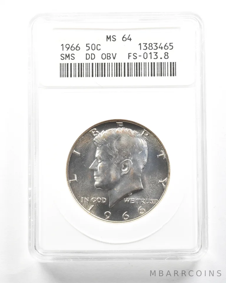 1966 Kennedy Half Dollar SMS DDO FS-013.8 MS64 ANACS *2093