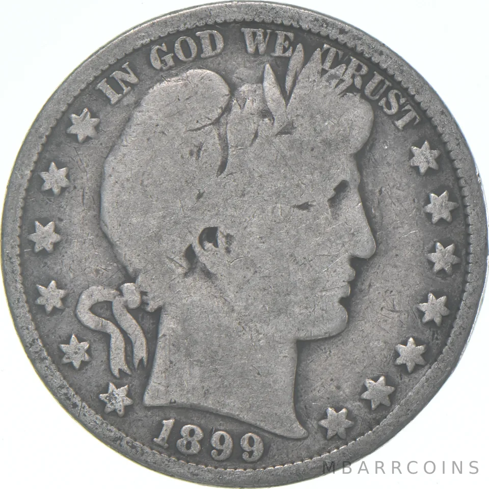 1899 Barber Half Dollar Average Circ 90% Silver