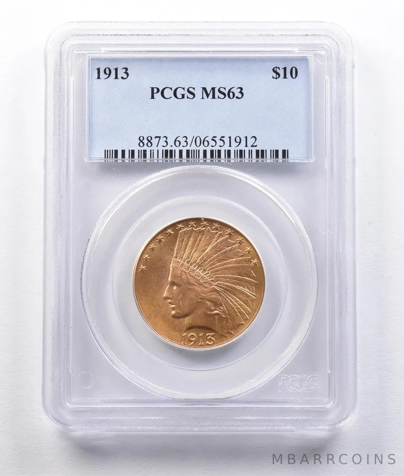 1913 $10 Indian Head Gold Eagle MS63 PCGS PQ *2967