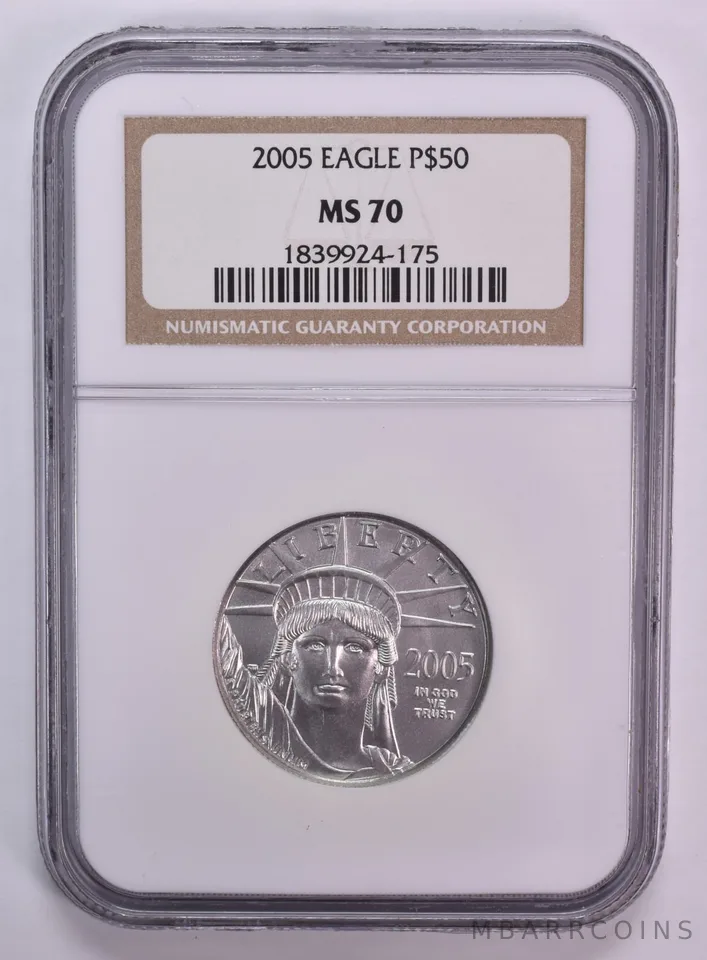 2005 $50 American Platinum Eagle 1/2 Oz Platinum MS70 NGC