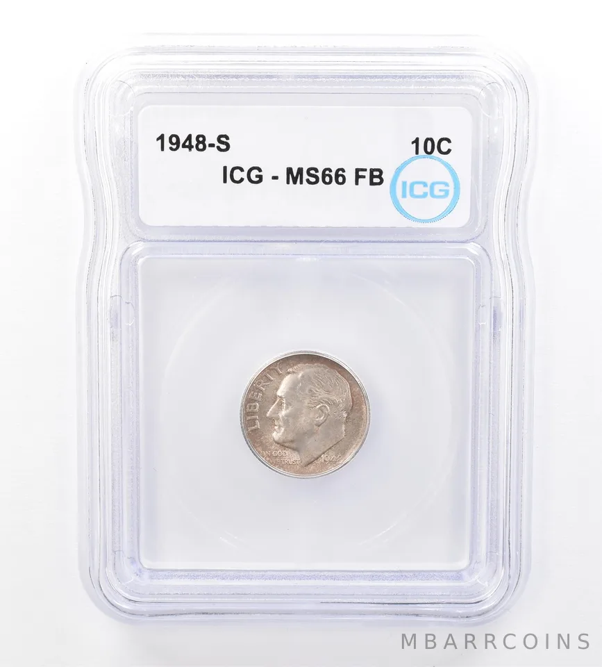 1948-S Roosevelt Dime MS66 FB ICG Beautiful Tone a1590