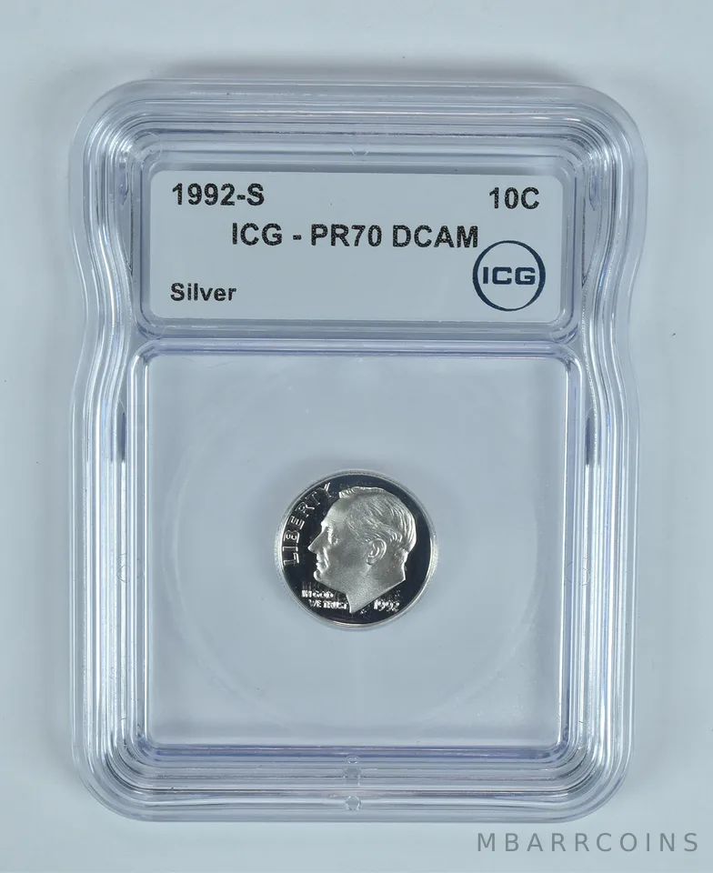 1992-S Roosevelt Dime Silver PR70 DCAM ICG