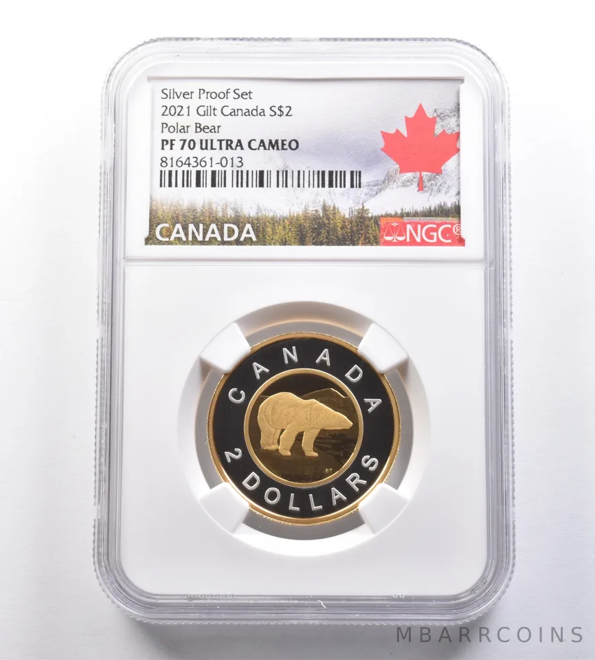 2021 Canada 2 Dollars Gilt Silver Proof Set Polar Bear PF70 UCAM NGC *7117