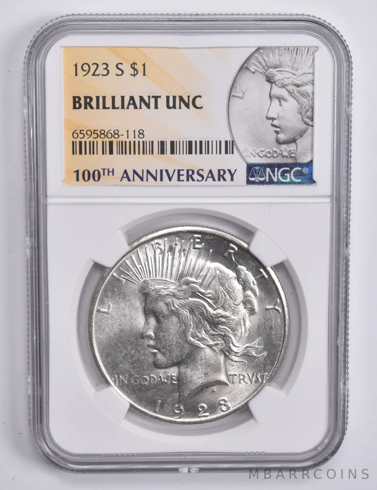 1923-S Peace Silver Dollar 100th Anniv 2021 Special Lbl BU NGC