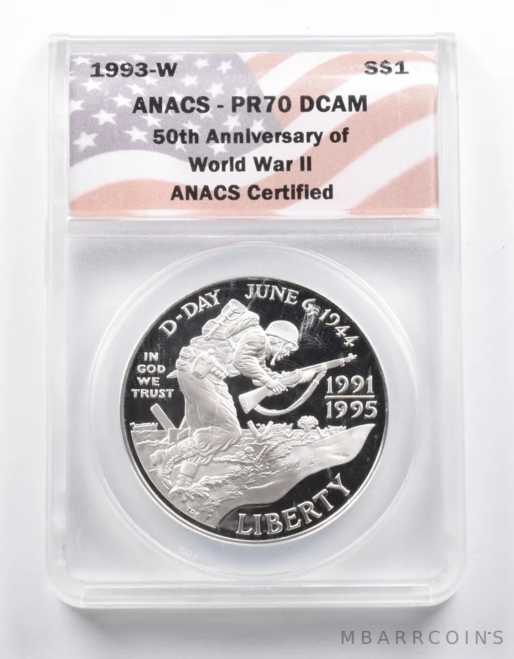 PR70 DCAM 1993-W WWII 59th Anniversary Commemorative Silver Dollar ANACS *1020