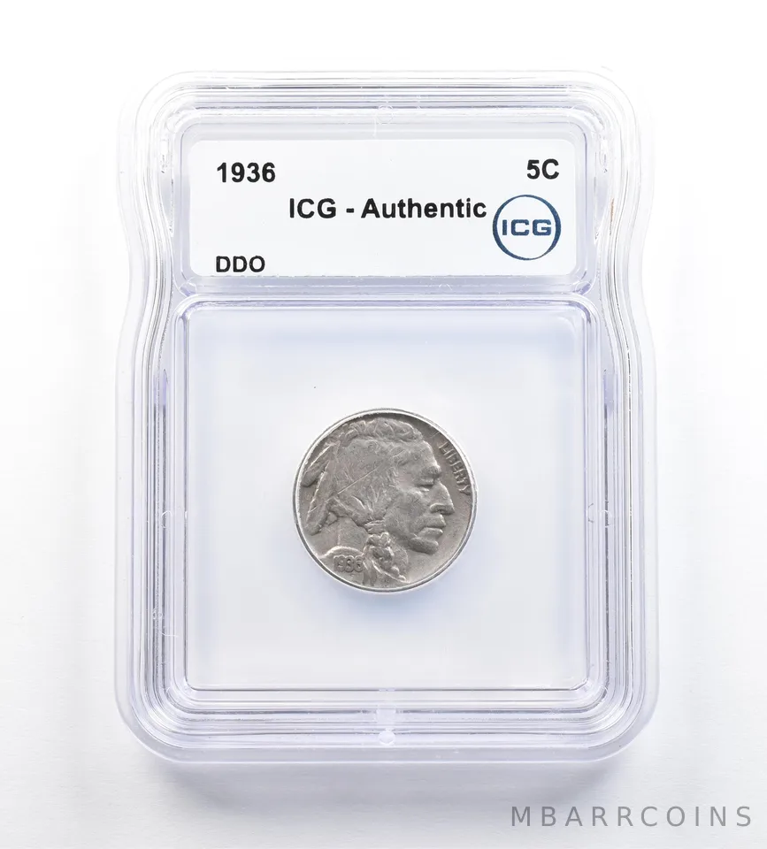 1936 Indian Head Buffalo Nickel DDO Authentic ICG *9177
