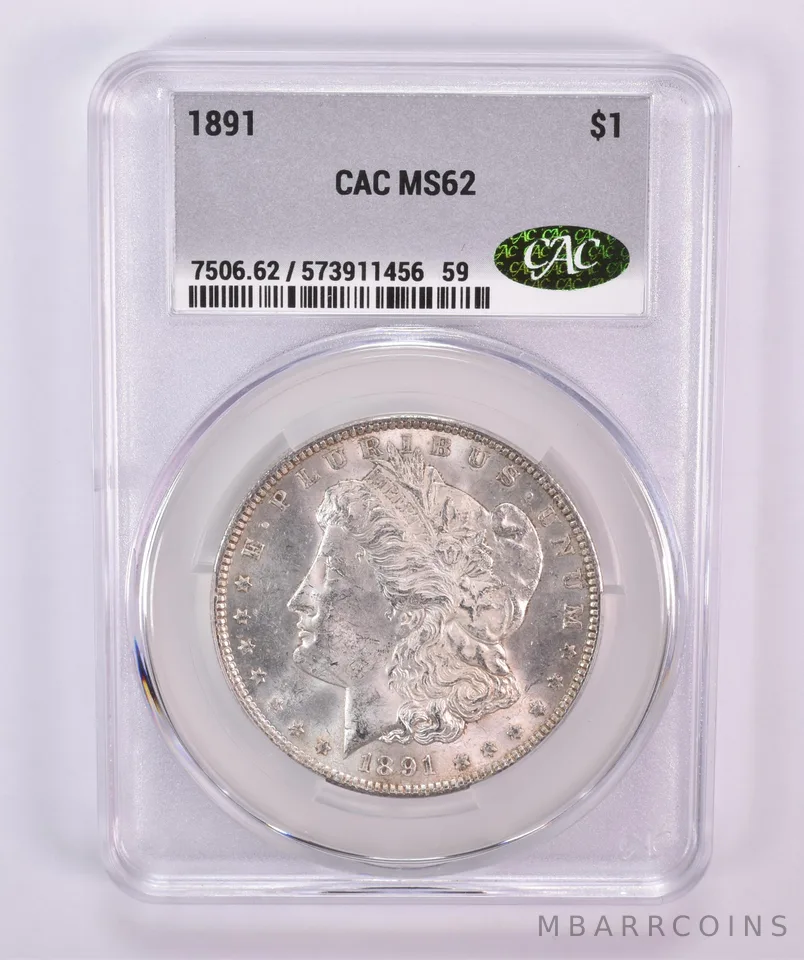 1891 Morgan Silver Dollar MS62 CAC CACg