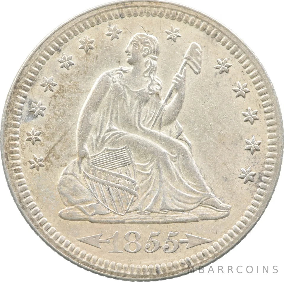 1855 Seated Liberty Quarter Arrows *8929