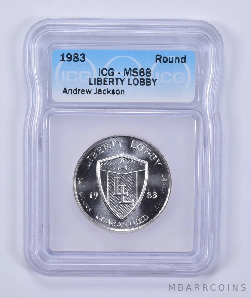 1983 Liberty Lobby Andrew Jackson Silver Art Round MS68 ICG Vintage
