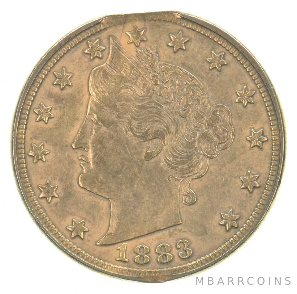 1883 Liberty V Nickel Beautiful Tone Racketeer - Clip Planchet Error *4302