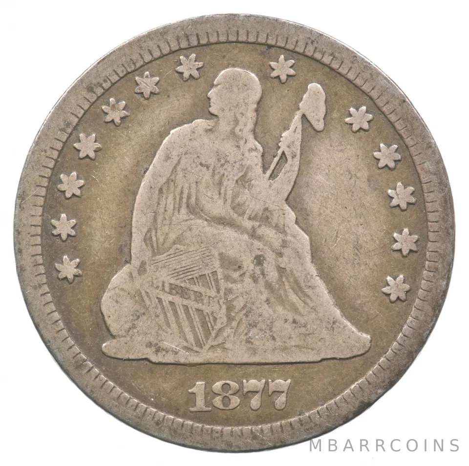 1877-CC Seated Liberty Quarter *8874