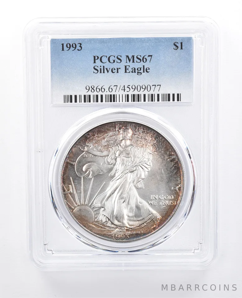 1993 American Silver Eagle MS67 PCGS Peripheral Tone *8112