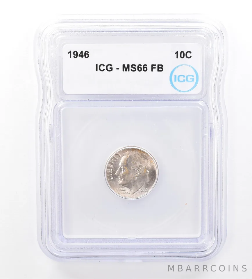 1946 Roosevelt Dime MS66 FB ICG Beautiful Tone *1666
