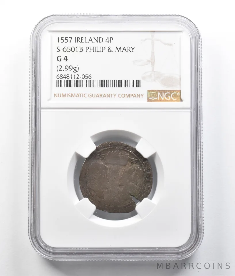 1557 Ireland 4 Pence S-6501B Philip & Mary G4 NGC *7041