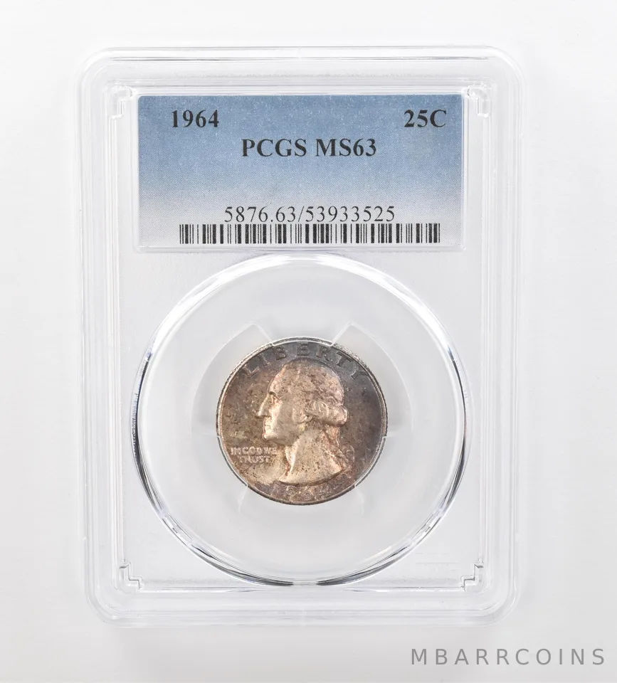 1964 Washington Quarter MS63 PCGS Beautiful Tone *0925