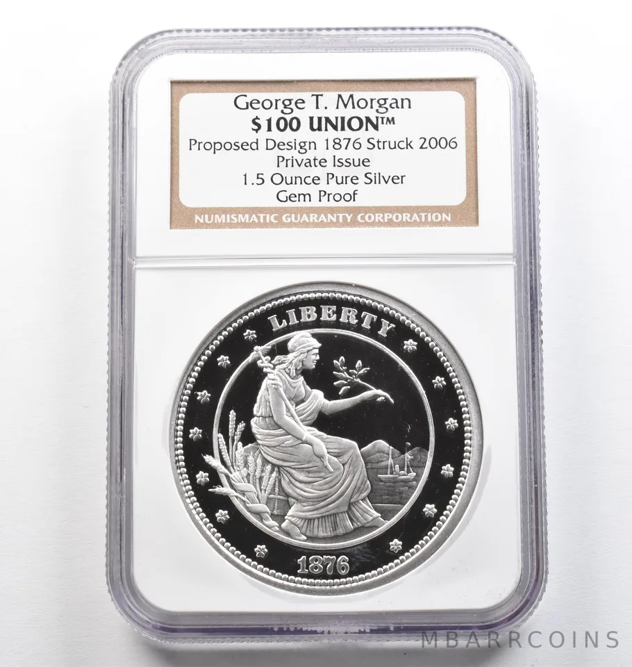 2006 George T Morgan $100 Union Proposed Design 1.5 Oz Silver Proof NGC *9407