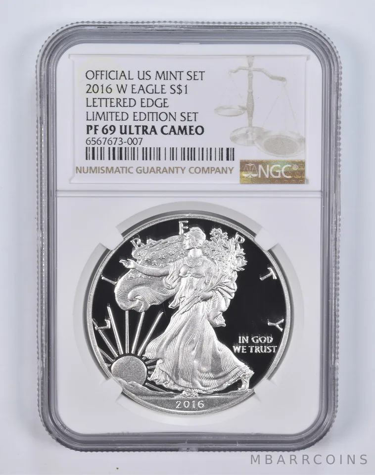2016-W American Silver Eagle Lettered Edge Limited Edition PF69 NGC