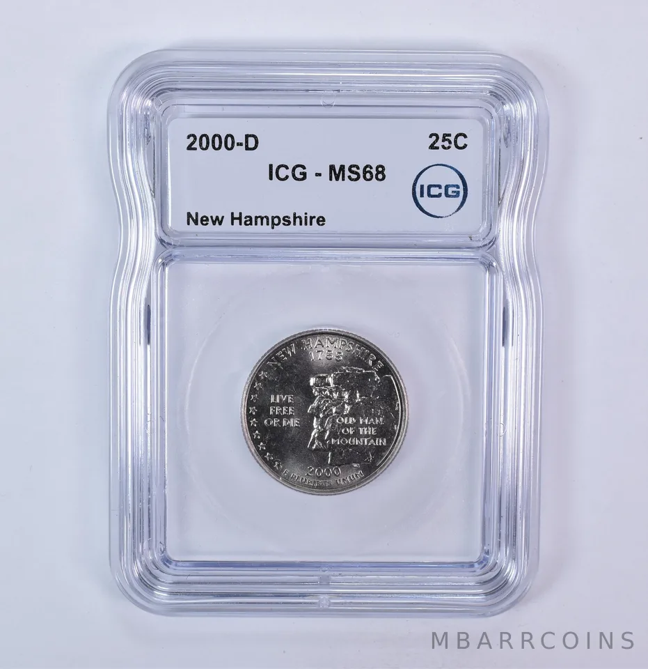 2000-D Washington State Quarter New Hampshire MS68 ICG