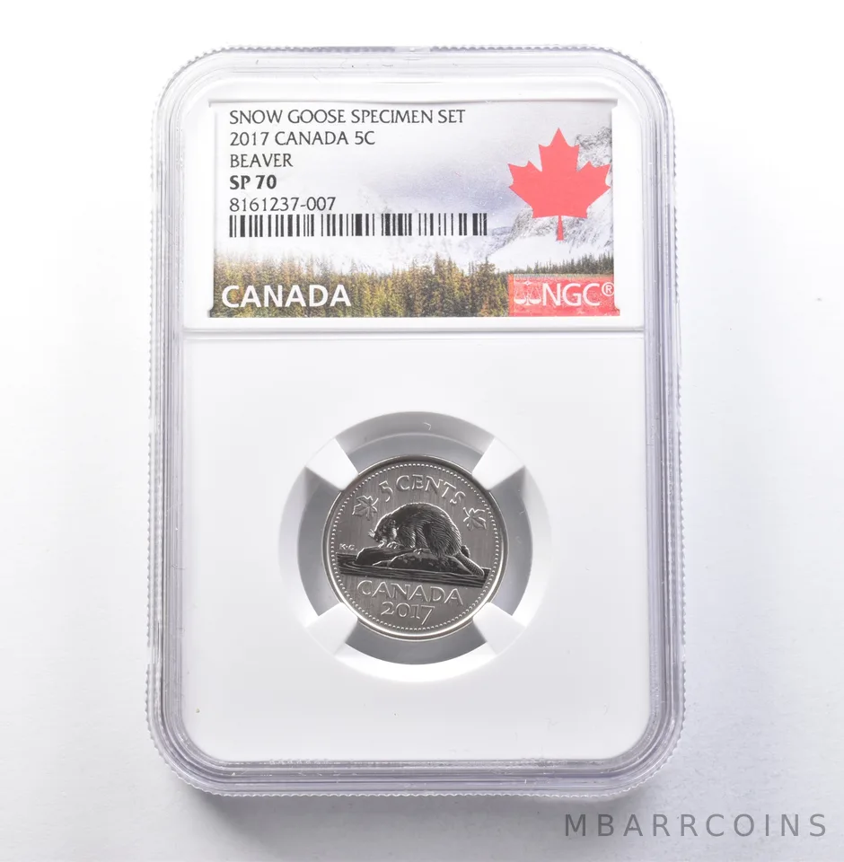 2017 Canada 5 Cents Snow Goose Specimen Set Beaver SP70 NGC *5908