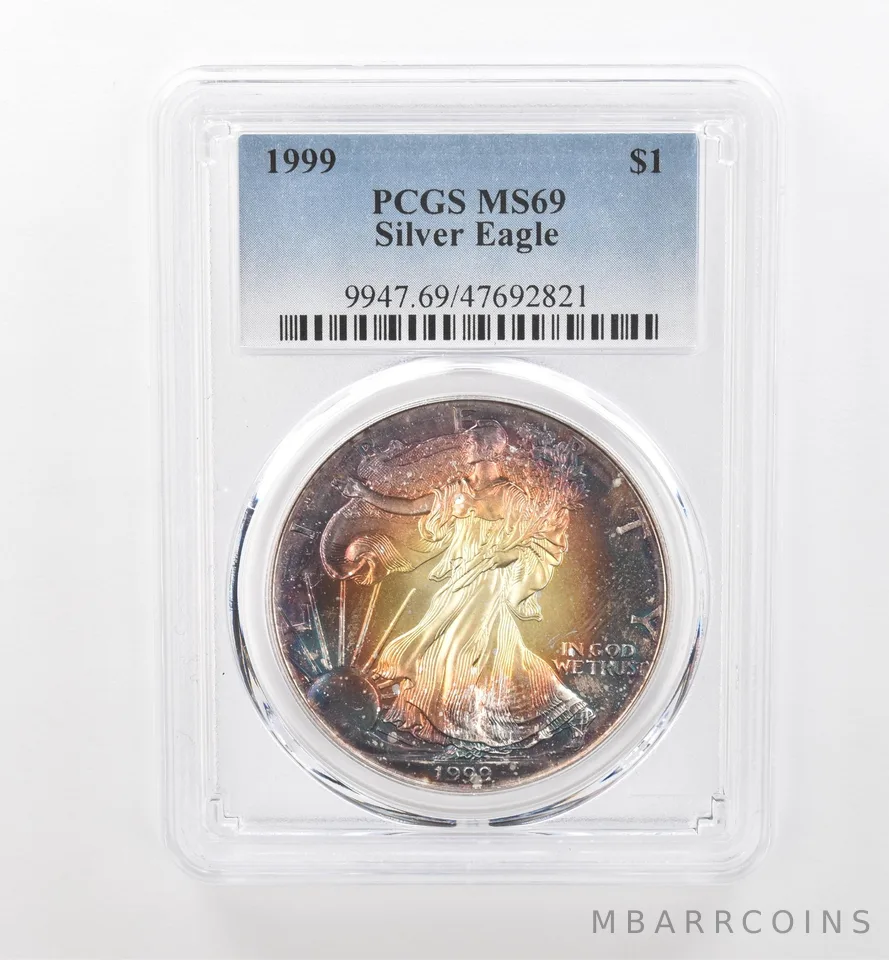 1999 American Silver Eagle MS69 PCGS Beautiful Tone *1732