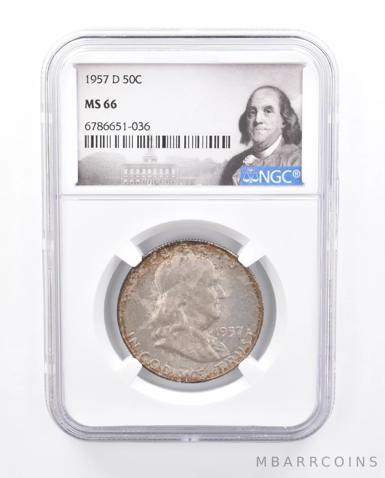 1957-D Franklin Half Dollar MS66 NGC Beautiful Tone *1279