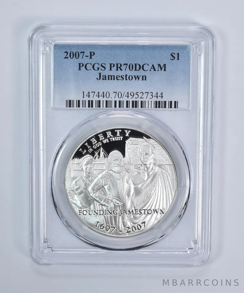 2007-P Jamestown Commemorative Dollar PR70 DCAM PCGS Blue Label