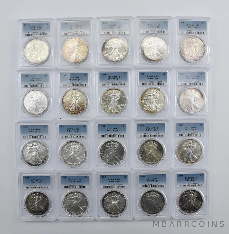 Lot (20) Nice Tone American Silver Eagle PCGS Holder *1997