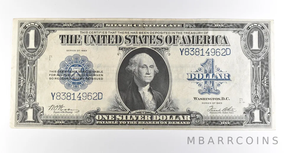 1923 $1 Silver Certificate Large Note Blue Seal *3697