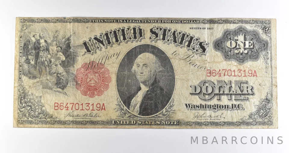1917 $1 Legal Tender Large Note Red Seal *4558