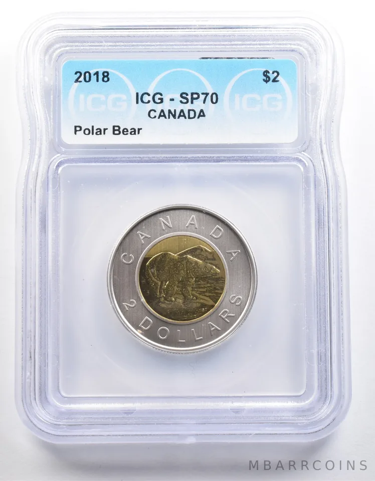 2018 Canada 2 Dollars Polar Bear SP70 ICG *4021