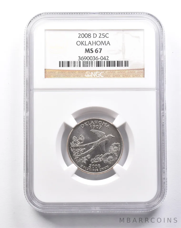 MS67 2008-D Washington State Quarter Oklahoma NGC *6171
