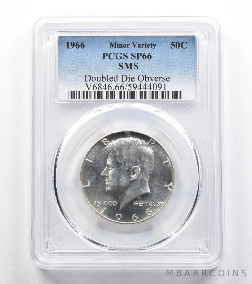 1966 Kennedy Half Dollar SMS Doubled Die Obverse SP66 PCGS *9625