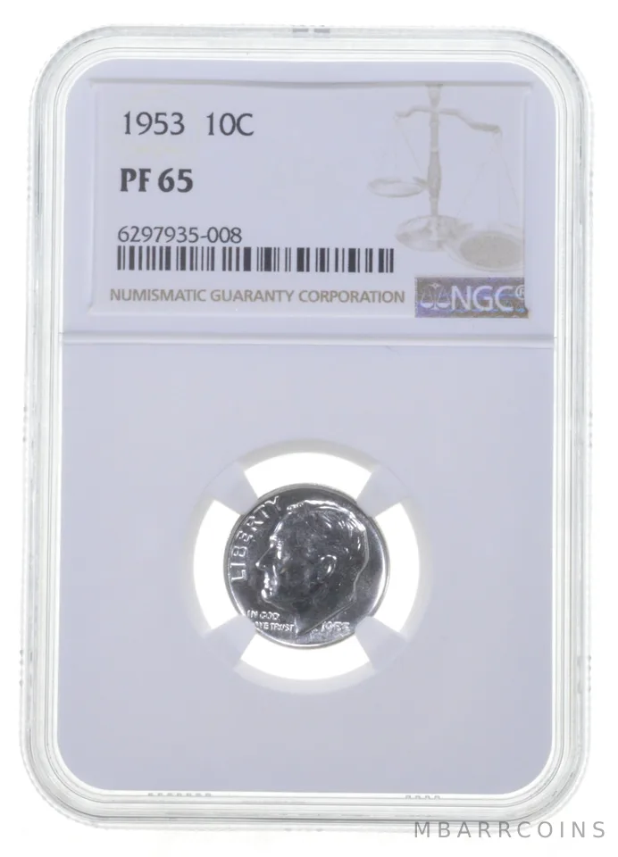 1953 Roosevelt Silver Dime PF65 NGC PR Proof