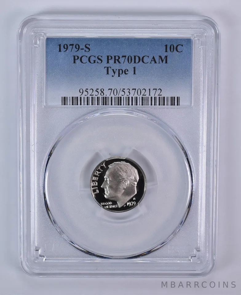 1979-S Roosevelt Dime Type 1 PR70 DCAM PCGS Blue Label