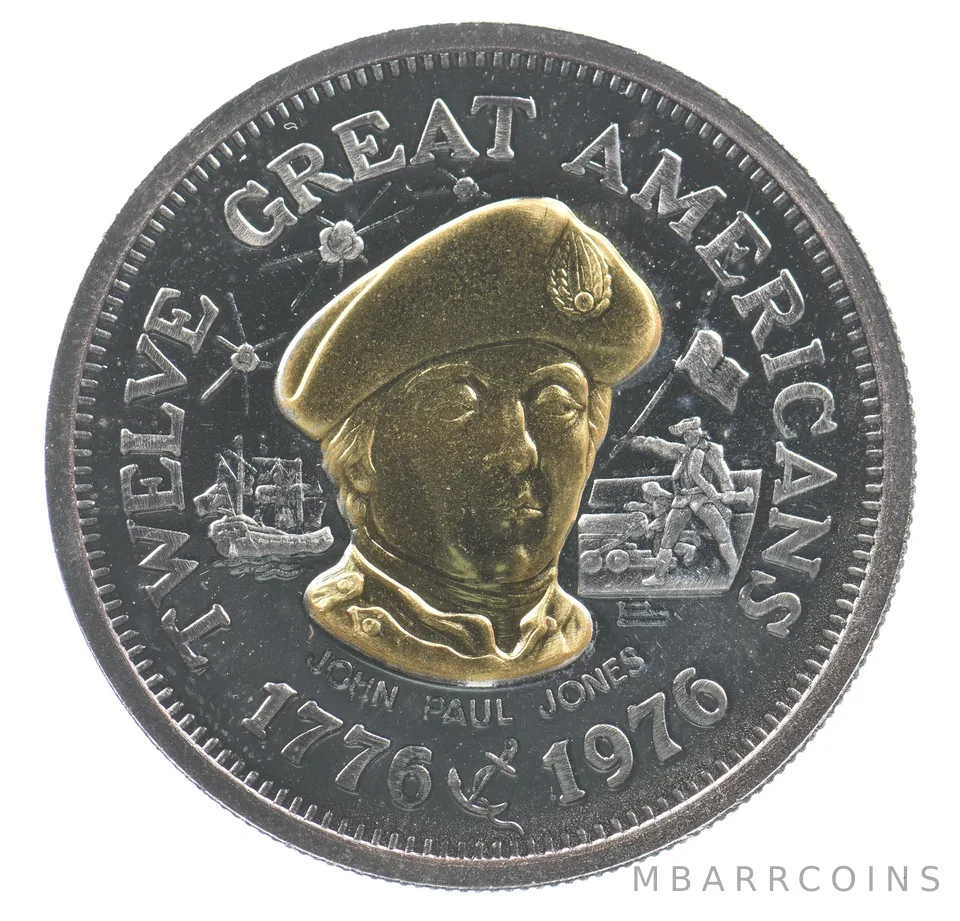 1976 Twelve Great Americans Gold/Silver Round John Paul Jones *9449