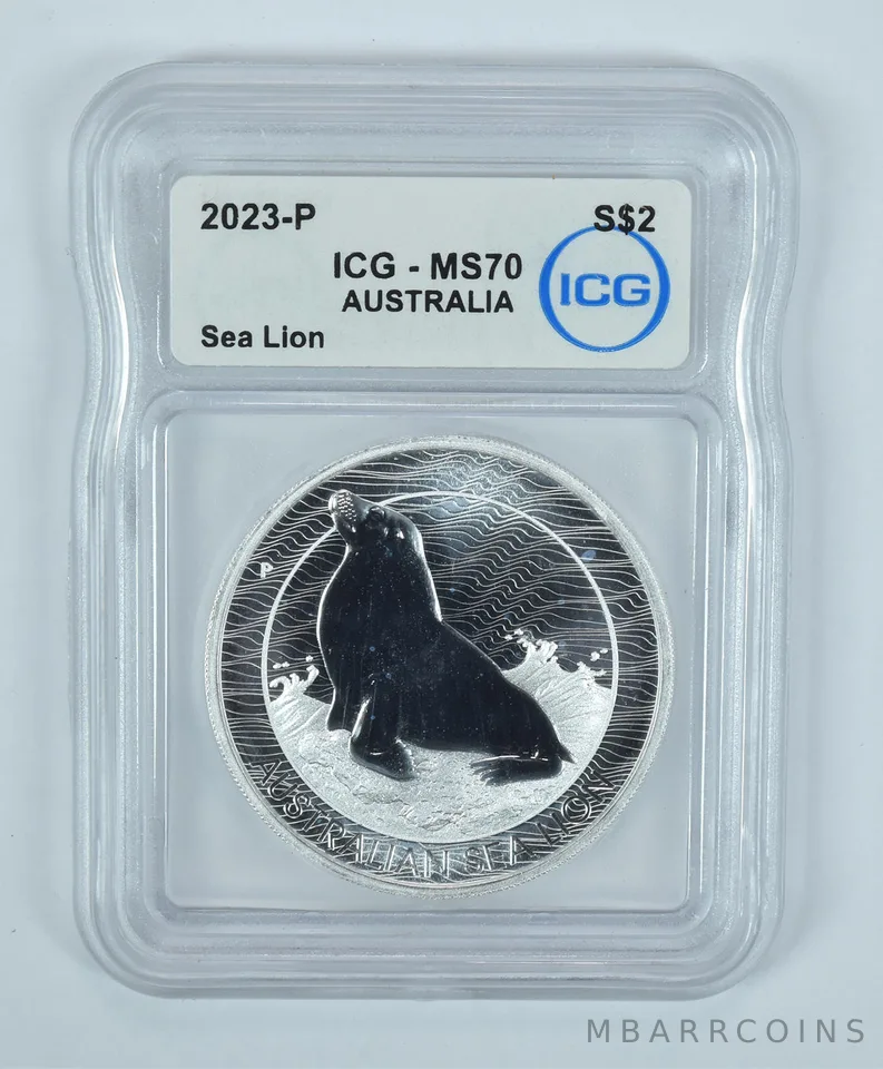 2023 P Australia 2 Dollars Silver Sea Lion 1.5 T Oz MS70 ICG
