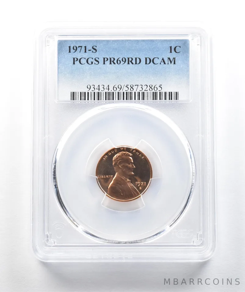 1971-S Lincoln Memorial Cent PR69 RD DCAM PCGS Blue Label