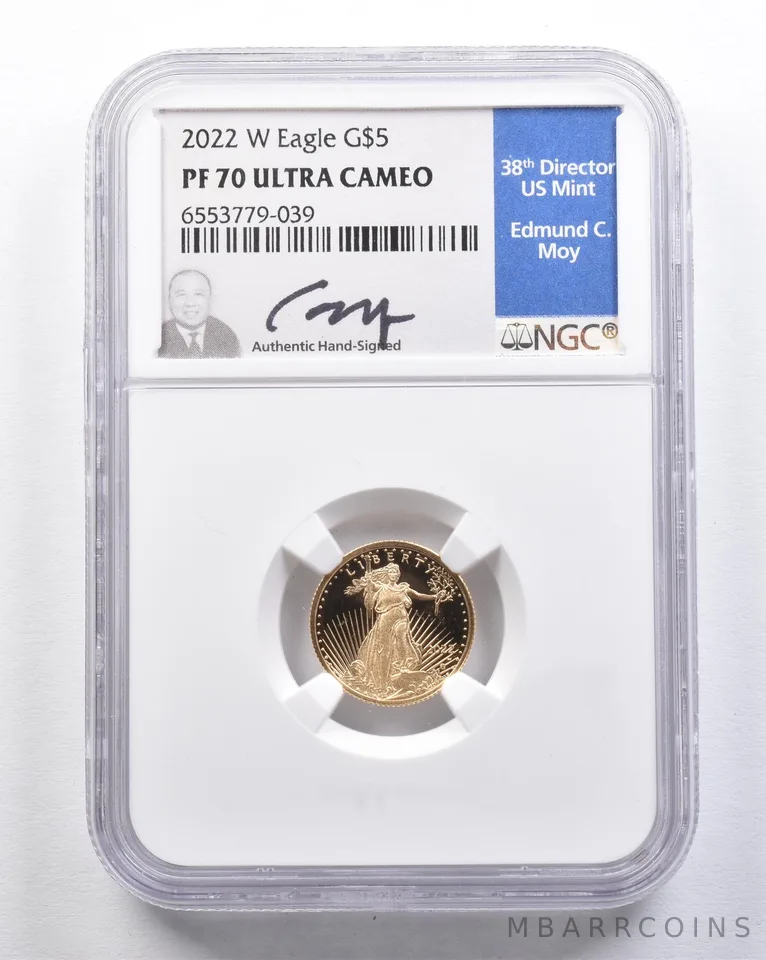 2022-W $5 American Gold Eagle Moy 1/10 Oz Gold PF70 UCAM NGC *2112