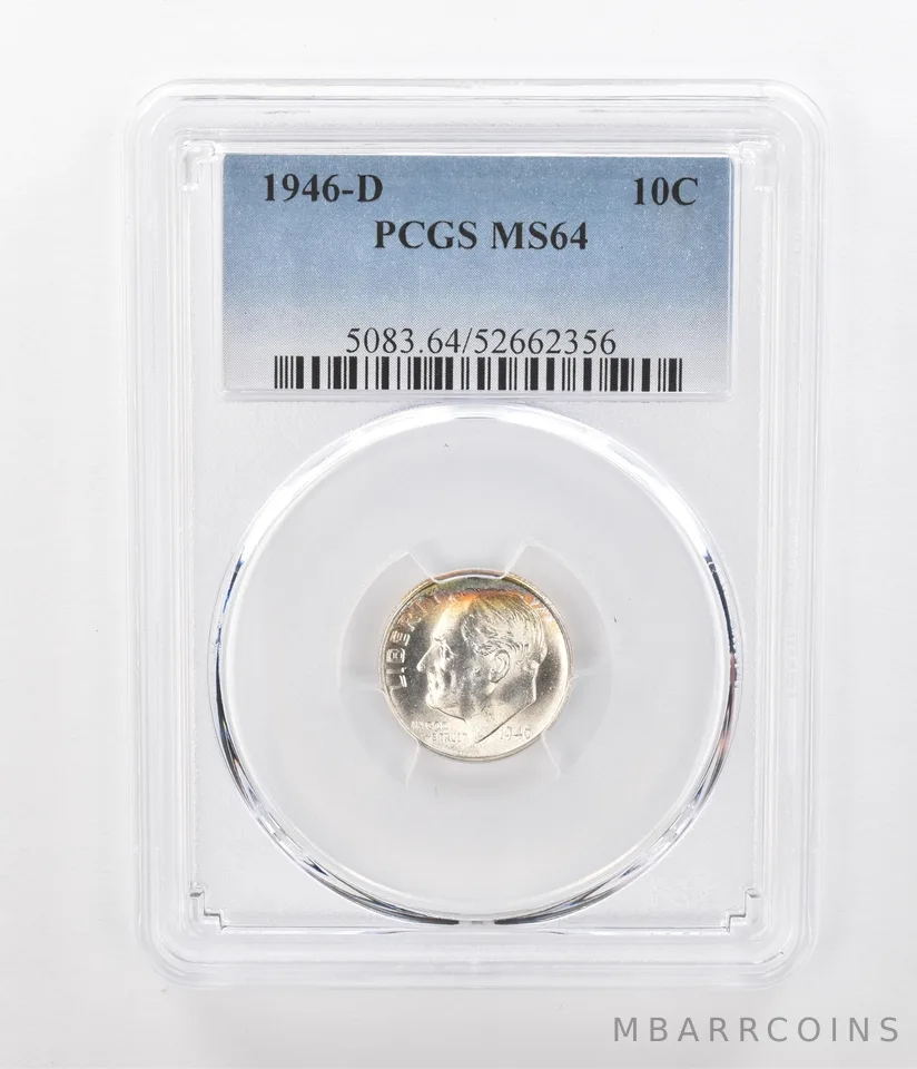 1946-D Roosevelt Dime MS64 PCGS Peripheral Tone *1072