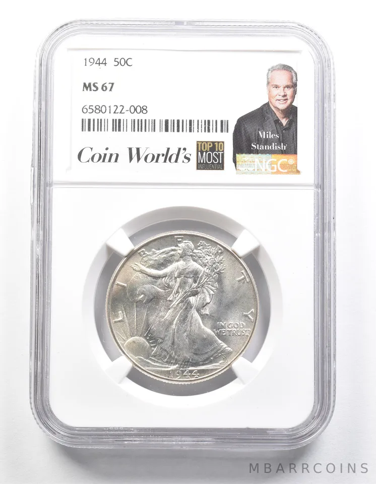 1944 Walking Liberty Half Dollar Miles Standish MS67 NGC *1340