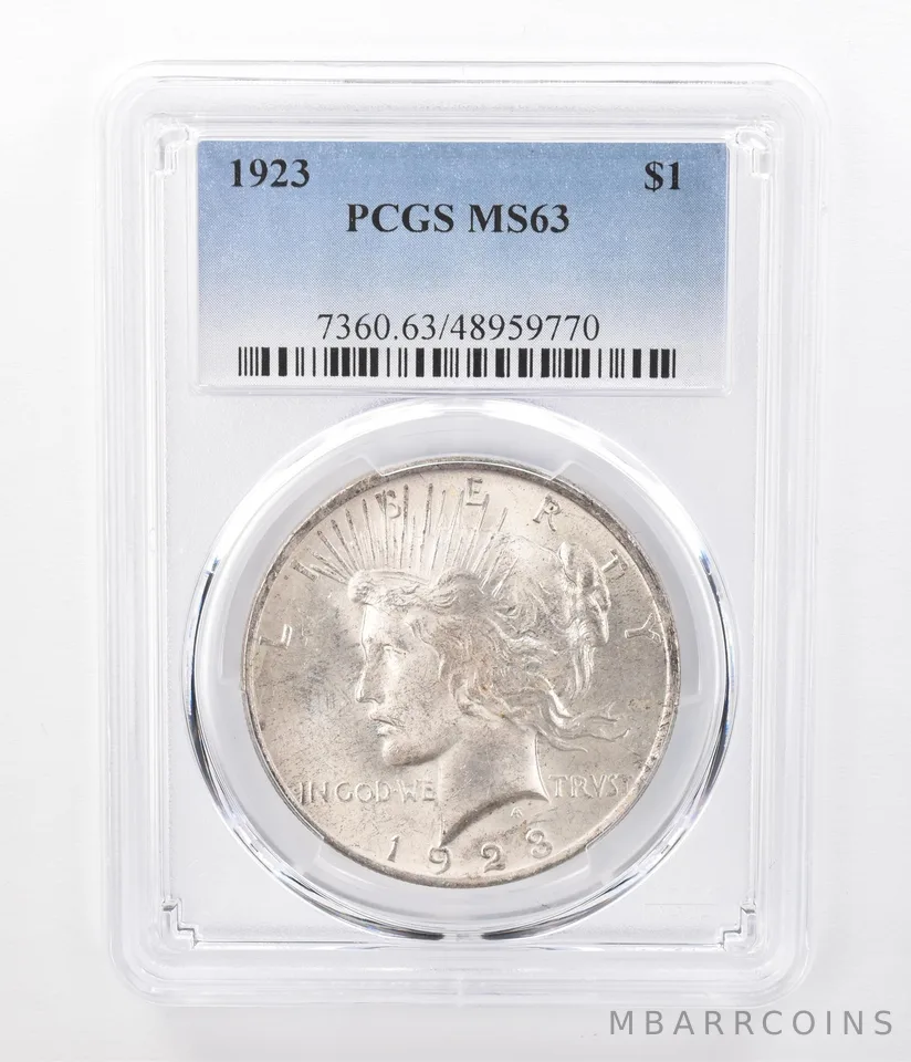 1923 Peace Silver Dollar MS63 PCGS Beautifully Toned Reverse *7458