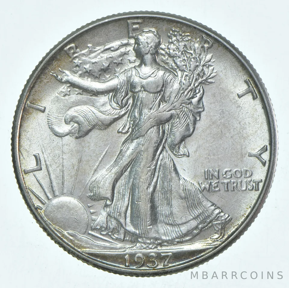 BU 1937-D Walking Liberty Half Dollar Uncirculated 90% Silver