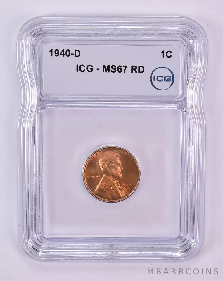 1940-D Lincoln Wheat Cent MS67 RD ICG