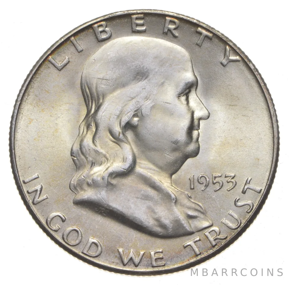 Choice Unc 1953-S Franklin Half Dollar Gem BU From Original Roll