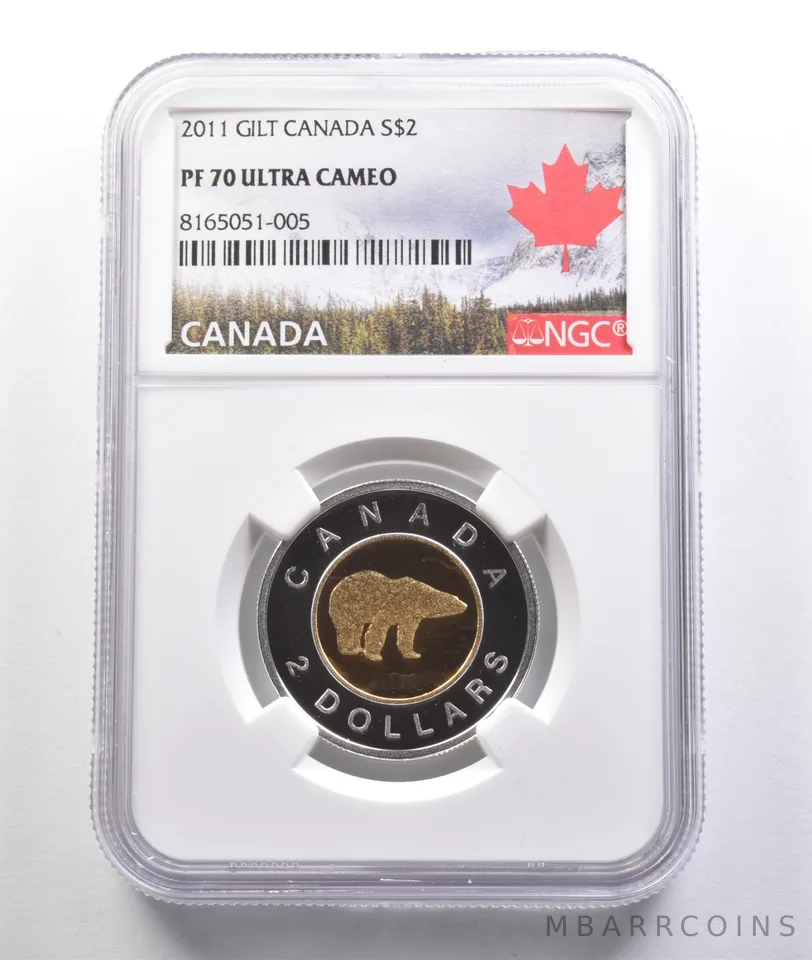2011 Canada 2 Dollars Silver Gilt PF70 UCAM NGC *6918