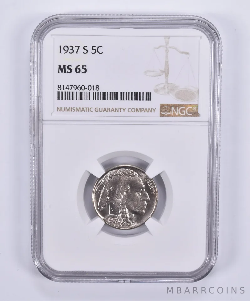 1937-S Indian Head Buffalo Nickel MS65 NGC Brown Label
