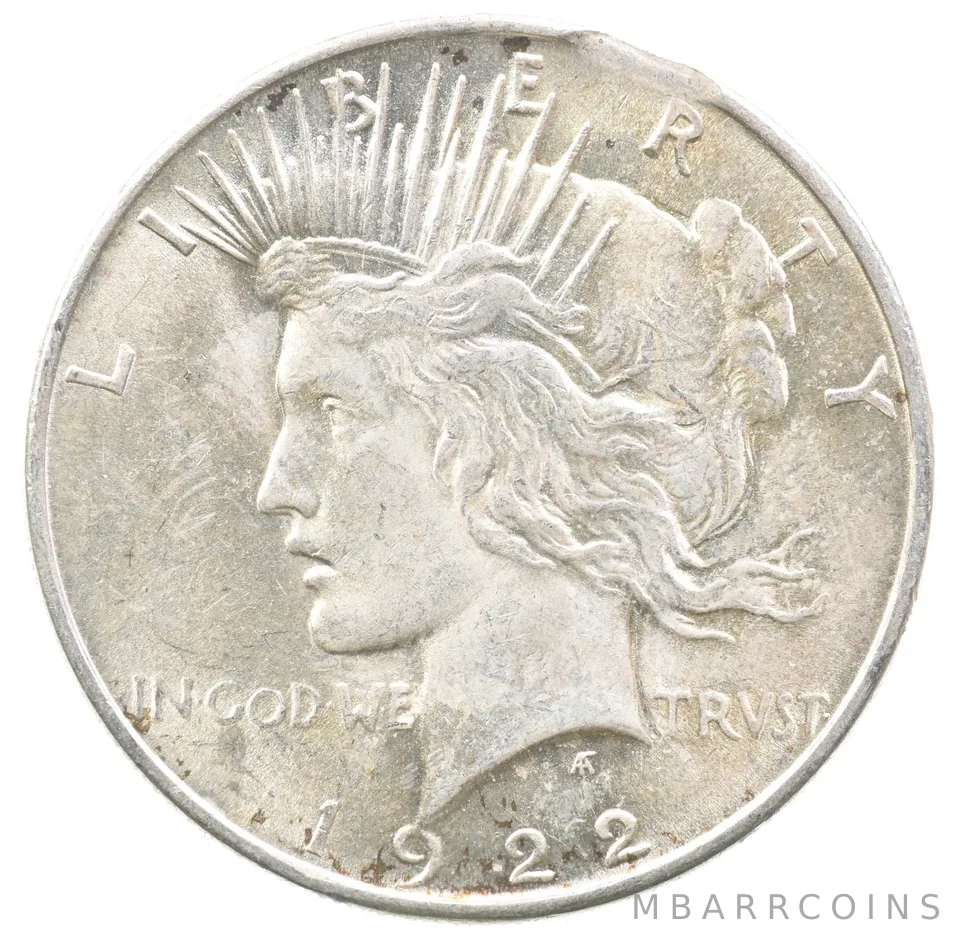 1922 Peace Silver Dollar Clipped Planchet ERROR *6696